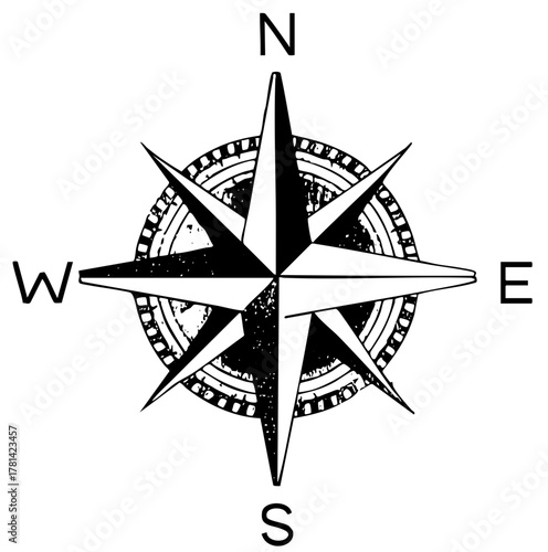 Compass points direction in nautical chart