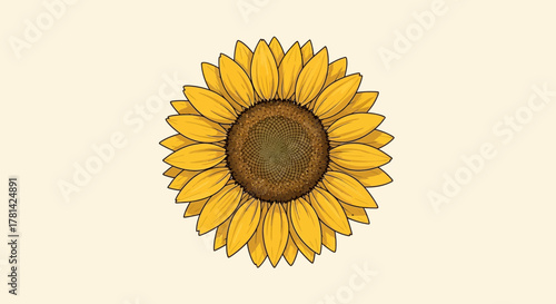 Isolated detailed sunflower illustration on light background for various usage