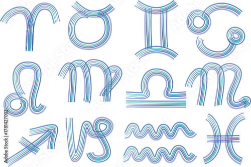 blue colorful abstraction designs art line horoscope astrology signs