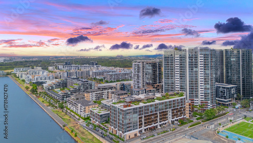 Wentworth Point a suburb in western Sydney newly built residential high rise apartments area on Parramatta River Sydney NSW Australia