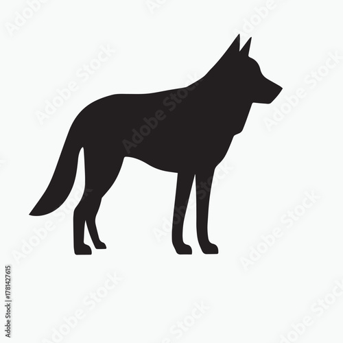 Black vector wolf silhouette illustration isolated on white for wildlife and nature animal projects