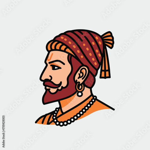Shivaji maharaj maratha warrior king india history turban art on white background