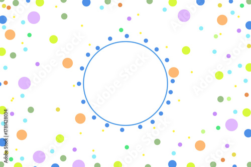 Central Blue Circle Surrounded by Multicolor Dots in Green, Orange, Purple, and Yellow for a Playful, Festive, and Minimalist Decorative Design