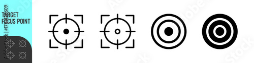 Minimal target or focus point icons in modern style. for design elements related to focus, aim, location, or accuracy, crosshair indicators, precision icon. Color set icon