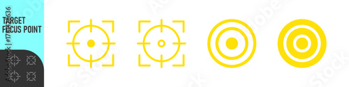 Minimal target or focus point icons in modern style. for design elements related to focus, aim, location, or accuracy, crosshair indicators, precision icon. Color set icon