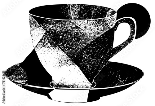 Coffee Cup Tilts Over halftone