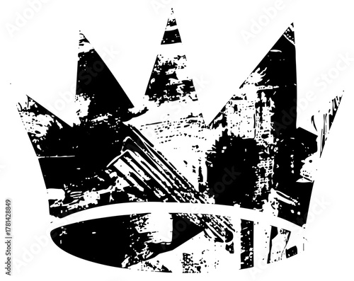 Crown in distressed illustration