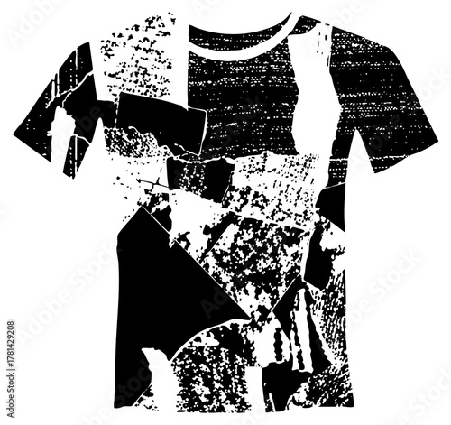 T-shirt Fractures into Abstract Shapes in a Modern Design