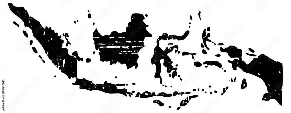 Obraz premium Indonesia Map Illustrates Geography in Southeast Asia