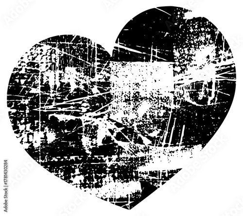 Heart breaks apart in distressed texture