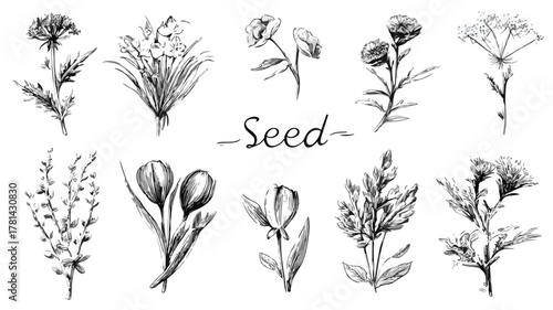 Diverse Collection of Plants with a Unique One in Focus