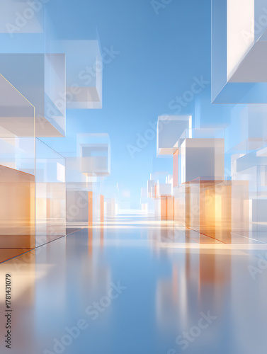 Abstract blue cube technology-themed background