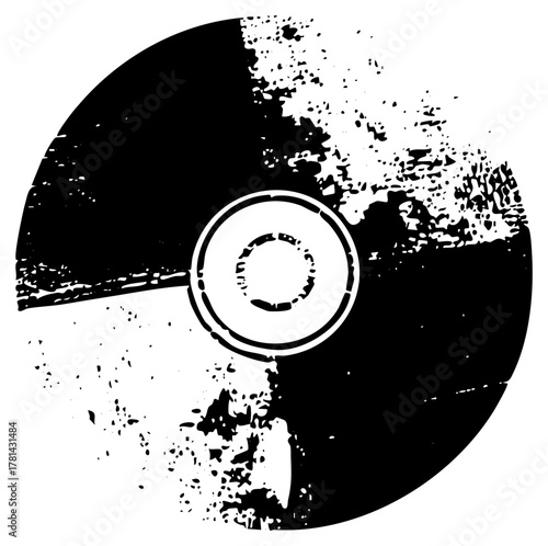 Broken disc reveals damage in abstract composition