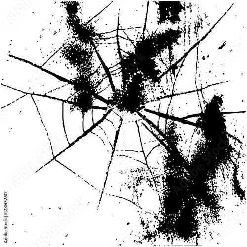 Broken glass shatters dramatically in abstract destruction