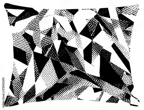 Abstract shapes interact dynamically in a composition
