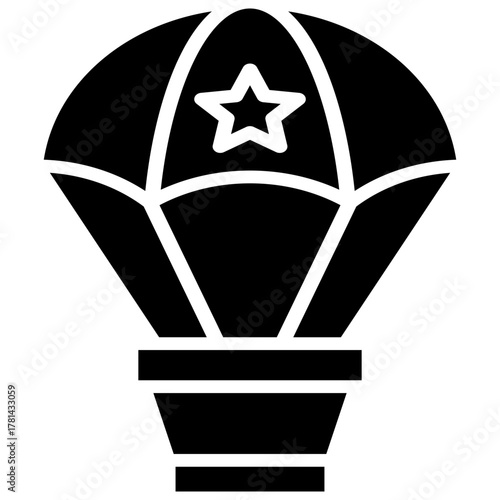 The open parachute icon slowly descending emphasizes the concept of drop operations, safety, and special forces deployment.