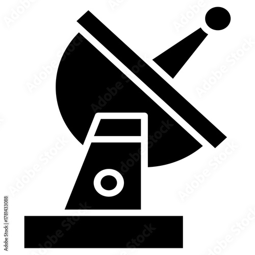 The icon of a rotating radar used in defense and air traffic control, representing advanced warning systems and long-range detection capabilities