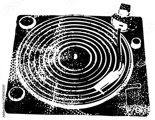 Turntable music in a retro studio