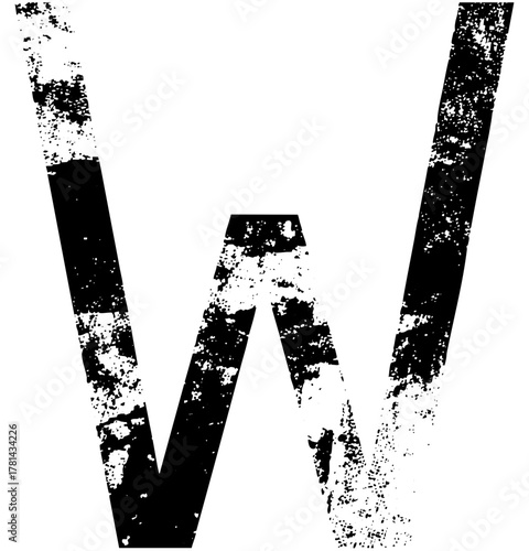 Letter W grunge texture in typographic design