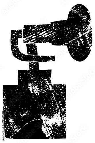 Vintage microphone broadcasts in a recording studio