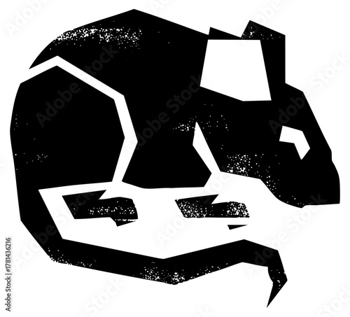 Mouse rests calmly in geometric illustration