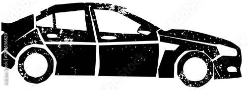 Car Illustrates Damage After Accident on Road