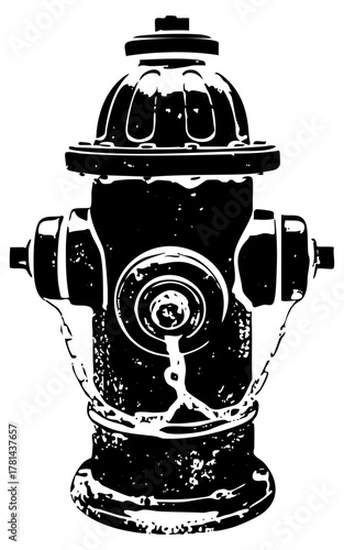 Fire hydrant stands textured illustration