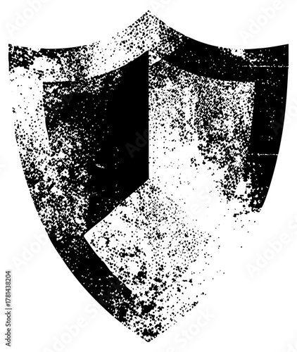 Shield Protects Security, distressed texture