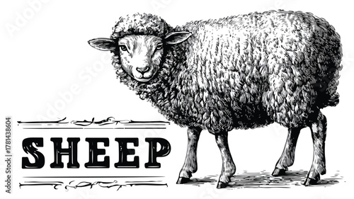 Double Exposure of a Sheep with the Words Sheep on the Front - Creative Concept