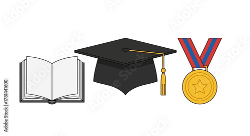 Education, achievement, and success A visual representation of knowledge, graduation, and reward