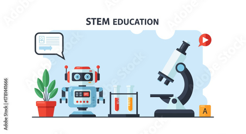 Interactive science education concept with a robot assistant and laboratory equipment for e-learning and scientific discovery