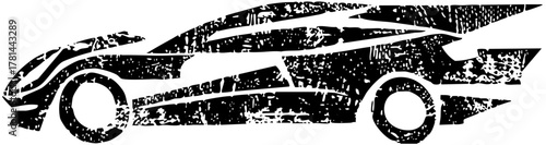 Sports car speeds through texture