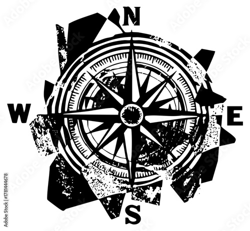 Compass points direction in nautical exploration