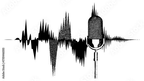 Microphone Integrates Soundwave Illustration for Production