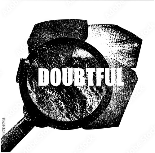 Magnifying Glass Reveals Doubtful Text in Illustration