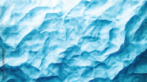 Wallpaper Mural Close-up of crumpled translucent blue graph paper showing creases and grid lines creating textured abstract pattern Torontodigital.ca
