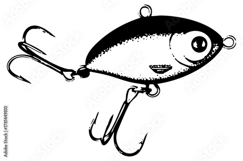 Fishing lure glistens with detail in a tackle box