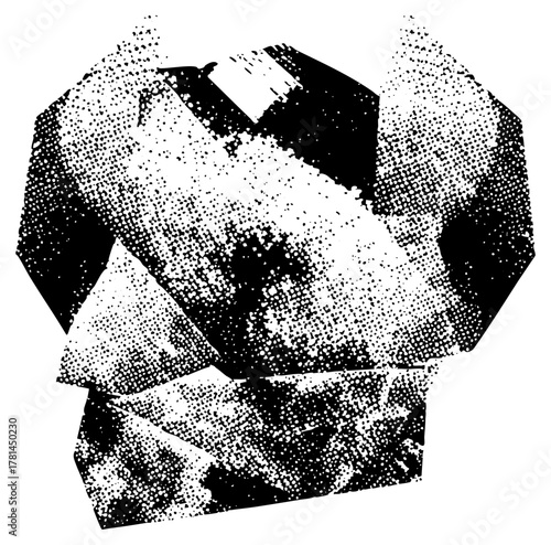 Abstract Face Explodes into Fragments in a Conceptual Composition