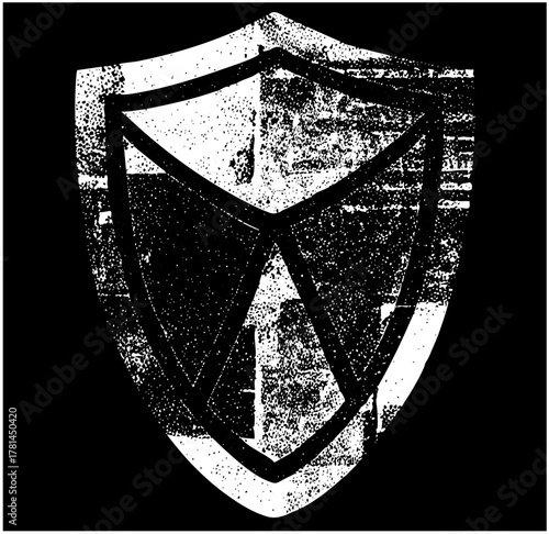 Shield Protects Security with a distressed texture
