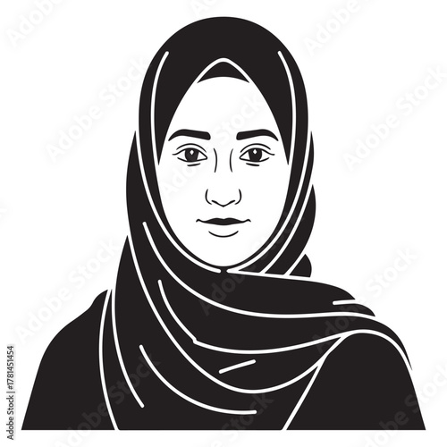 Portrait of a woman wearing a hijab isolated on white background