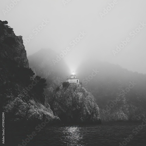 Misty Coastal Lighthouse At Dawn