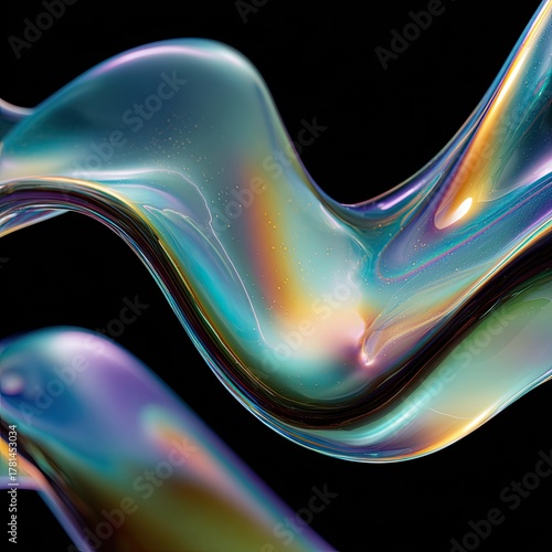 Abstract Iridescent Liquid Waves
