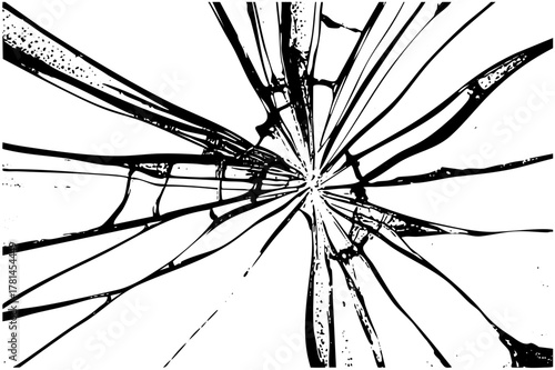 Broken glass shatters dramatically in a destructive impact scene