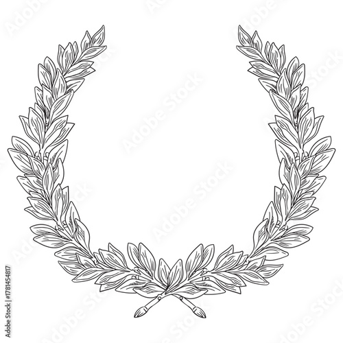 Hand drawn wreath of laurel leaves vector isolated illustration