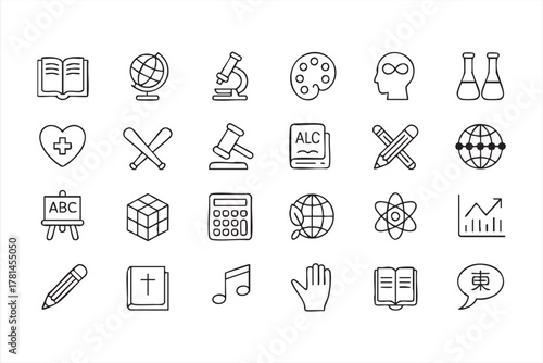 School and knowledge line icons vector collection for e-learning and study projects