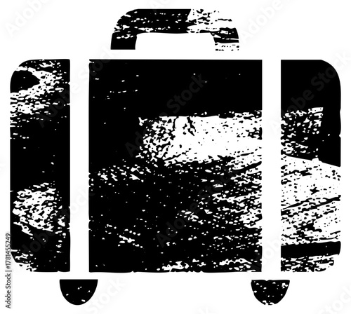 Suitcase travels remotely with distressed texture