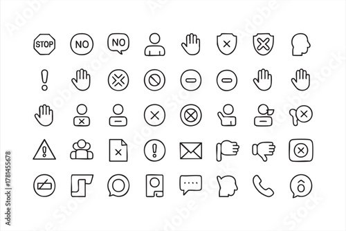 Modern alert and restriction line icons for web and mobile application design