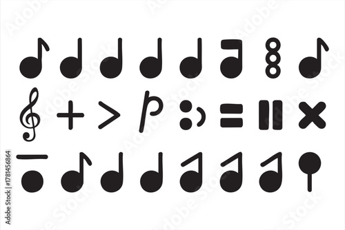 Music notes and notation vector pack for design, performance, and education use