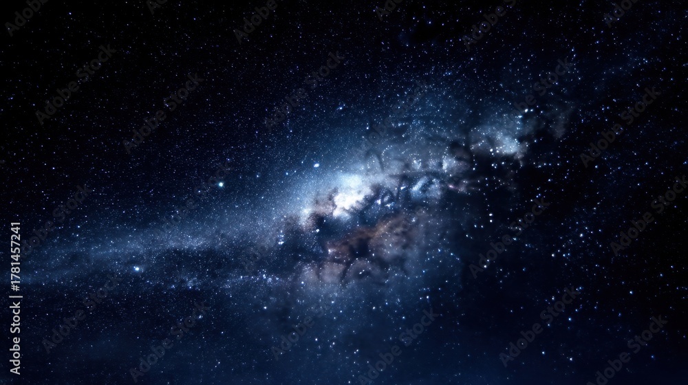 Fototapeta premium Stunning Deep Space Scene Featuring Bright Stars, Cosmic Dust, and Galaxies in a Dark Night Sky Perfect for Astronomy Enthusiasts and Science Illustrations