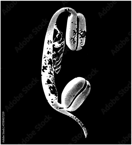 Coffee Bean Forms Lettering Design in Monochromatic Style